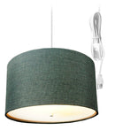 18"W 2 Light Swag Plug-In Pendant  Granite Gray with Diffuser White Cord 18"W 2 Light Swag Plug-In Pendant  Granite Gray with Diffuser White Cord