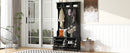 All in One Hall Tree with 3 Top Shelves and 2 Flip Shoe Storage Drawers, Wood Hallway Organizer with Storage Bench and Metal Hanging Hooks, Black All in One Hall Tree with 3 Top Shelves and 2 Flip Shoe Storage Drawers, Wood Hallway Organizer with Storage Bench and Metal Hanging Hooks, Black