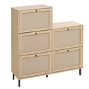 Walker Edison | Rattan 5 Door Shoe Rack Walker Edison | Rattan 5 Door Shoe Rack