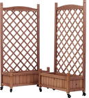 2-Pack Raised Garden Beds with Trellis, Outdoor Wooden Plant Box, and Plant Stand - Perfect for Vines and Flowers 2-Pack Raised Garden Beds with Trellis, Outdoor Wooden Plant Box, and Plant Stand - Perfect for Vines and Flowers