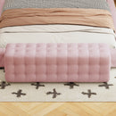 All Covered Velvet Upholstered Ottoman, Rectangular Footstool, Bedroom Footstool, No Assembly Required, Elegant and Luxurious, Pink All Covered Velvet Upholstered Ottoman, Rectangular Footstool, Bedroom Footstool, No Assembly Required, Elegant and Luxurious, Pink