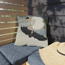 "Fairy Riding a Bat" Outdoor Throw Pillows "Fairy Riding a Bat" Outdoor Throw Pillows