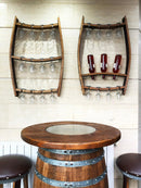 Wine Barrel Wall Mount Wine Rack Set - 2 Trio Pack Bottle & Glass Displays - Perfect Wine Barrel Decor for Wine Lovers Wine Barrel Wall Mount Wine Rack Set - 2 Trio Pack Bottle & Glass Displays - Perfect Wine Barrel Decor for Wine Lovers