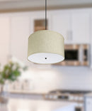 18" W 2 Light Pendant Textured Oatmeal Shade with Diffuser, Black Cord 18" W 2 Light Pendant Textured Oatmeal Shade with Diffuser, Black Cord