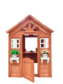 All Wooden Kids Playhouse with 2 windows and flowerpot holder,42"Lx46"x55"H,Golden Red All Wooden Kids Playhouse with 2 windows and flowerpot holder,42"Lx46"x55"H,Golden Red
