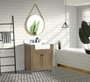 Sally 30" Bathroom Vanity Weathered Fir Finish - White Engineered Countertop Sally 30" Bathroom Vanity Weathered Fir Finish - White Engineered Countertop