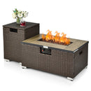 32" Propane Rattan Fire Pit Table Set W/ Side Table Tank & Cover (90165397) 32" Propane Rattan Fire Pit Table Set W/ Side Table Tank & Cover (90165397)