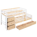 Twin over Twin Loft Bunk Bed with Drawers and Ladder, Natural Twin over Twin Loft Bunk Bed with Drawers and Ladder, Natural
