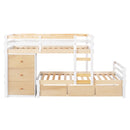 Twin over Twin Loft Bunk Bed with Drawers and Ladder, Natural Twin over Twin Loft Bunk Bed with Drawers and Ladder, Natural