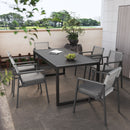 Modern 7-Piece Outdoor Dining Table & Woven Back Chair Set Modern 7-Piece Outdoor Dining Table & Woven Back Chair Set