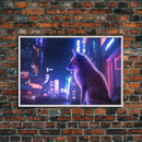 Alley Fox, Cyberpunk city, framed canvas print, urban decay art Alley Fox, Cyberpunk city, framed canvas print, urban decay art