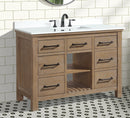 Lauren 48" Bathroom Vanity Weathered Fir - White Engineered Stone Countertop Lauren 48" Bathroom Vanity Weathered Fir - White Engineered Stone Countertop