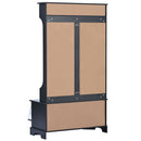 All in One Hall Tree with 3 Top Shelves and 2 Flip Shoe Storage Drawers, Wood Hallway Organizer with Storage Bench and Metal Hanging Hooks, Black All in One Hall Tree with 3 Top Shelves and 2 Flip Shoe Storage Drawers, Wood Hallway Organizer with Storage Bench and Metal Hanging Hooks, Black
