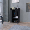 Allandale 1-Door Bar Cart with Wine Rack and Casters Black Allandale 1-Door Bar Cart with Wine Rack and Casters Black