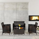 4PCS Outdoor Rattan Patio Furniture Set With Cushions & Coffee Table (SAK75463) 4PCS Outdoor Rattan Patio Furniture Set With Cushions & Coffee Table (SAK75463)