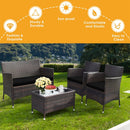 4PCS Outdoor Rattan Patio Furniture Set With Cushions & Coffee Table (SAK75463) 4PCS Outdoor Rattan Patio Furniture Set With Cushions & Coffee Table (SAK75463)