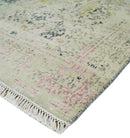 4x6 Fine Hand Knotted Gold, Gray and Ivory Modern Abstract Wool and SIlk Area Rug | AGR17 4x6 Fine Hand Knotted Gold, Gray and Ivory Modern Abstract Wool and SIlk Area Rug | AGR17