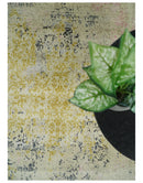 4x6 Fine Hand Knotted Gold, Gray and Ivory Modern Abstract Wool and SIlk Area Rug | AGR17 4x6 Fine Hand Knotted Gold, Gray and Ivory Modern Abstract Wool and SIlk Area Rug | AGR17