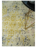 4x6 Fine Hand Knotted Gold, Gray and Ivory Modern Abstract Wool and SIlk Area Rug | AGR17 4x6 Fine Hand Knotted Gold, Gray and Ivory Modern Abstract Wool and SIlk Area Rug | AGR17