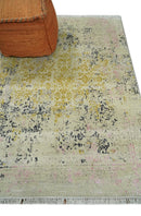 4x6 Fine Hand Knotted Gold, Gray and Ivory Modern Abstract Wool and SIlk Area Rug | AGR17 4x6 Fine Hand Knotted Gold, Gray and Ivory Modern Abstract Wool and SIlk Area Rug | AGR17