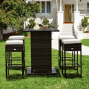 5 PCS Patio Rattan Bar Table Stool Set With Hidden Storage Shelf & Cushions (SAK14645) 5 PCS Patio Rattan Bar Table Stool Set With Hidden Storage Shelf & Cushions (SAK14645)