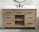 Lauren 55" Bathroom Vanity Weathered Fir - White Engineered Stone Countertop Lauren 55" Bathroom Vanity Weathered Fir - White Engineered Stone Countertop
