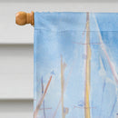 Boats at Harbour Pier  Flag Canvas House Size Boats at Harbour Pier  Flag Canvas House Size