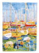Boats at Harbour Pier  Flag Canvas House Size Boats at Harbour Pier  Flag Canvas House Size