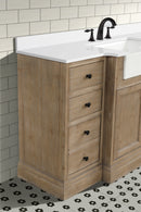 Kelly 60" Bathroom Vanity Weathered Fir - White Engineered Stone Countertop Kelly 60" Bathroom Vanity Weathered Fir - White Engineered Stone Countertop