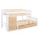 Twin over Twin Loft Bunk Bed with Drawers and Ladder, Natural Twin over Twin Loft Bunk Bed with Drawers and Ladder, Natural