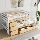 Twin over Twin Loft Bunk Bed with Drawers and Ladder, Natural Twin over Twin Loft Bunk Bed with Drawers and Ladder, Natural