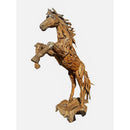 Life-Size Teak Horse On back Legs Life-Size Teak Horse On back Legs