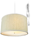 18"W 2 Light Swag Plug-In Pendant  Textured Oatmeal with Diffuser White Cord 18"W 2 Light Swag Plug-In Pendant  Textured Oatmeal with Diffuser White Cord