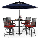 6PCS Outdoor Patio Bar Set Dining Table With Umbrella & Swivel Bar Stools (SAK53218) 6PCS Outdoor Patio Bar Set Dining Table With Umbrella & Swivel Bar Stools (SAK53218)