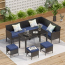 7-Piece Modern Outdoor Patio Furniture Set With Waterproof Cushions & Glass Table (SAK55673) 7-Piece Modern Outdoor Patio Furniture Set With Waterproof Cushions & Glass Table (SAK55673)