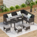 7-Piece Modern Outdoor Patio Furniture Set With Waterproof Cushions & Glass Table (SAK55673) 7-Piece Modern Outdoor Patio Furniture Set With Waterproof Cushions & Glass Table (SAK55673)