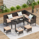 7-Piece Modern Outdoor Patio Furniture Set With Waterproof Cushions & Glass Table (SAK55673) 7-Piece Modern Outdoor Patio Furniture Set With Waterproof Cushions & Glass Table (SAK55673)