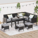 7-Piece Modern Outdoor Patio Furniture Set With Waterproof Cushions & Glass Table (SAK55673) 7-Piece Modern Outdoor Patio Furniture Set With Waterproof Cushions & Glass Table (SAK55673)