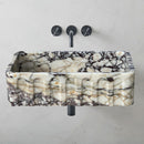 Calacatta Viola Marble Wall-mount Bathroom Vanity Sink Fluted Front (W)19.5" (L)31.5" (H)10" Calacatta Viola Marble Wall-mount Bathroom Vanity Sink Fluted Front (W)19.5" (L)31.5" (H)10"