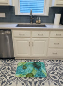 Abstract in Teal Flowers Machine Washable Memory Foam Mat 8952RUG Abstract in Teal Flowers Machine Washable Memory Foam Mat 8952RUG
