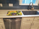Abstract Flowers Purple and Yellow Dish Drying Mat β Absorbent, Artistic Kitchen Essentials 8958DDM Abstract Flowers Purple and Yellow Dish Drying Mat β Absorbent, Artistic Kitchen Essentials 8958DDM