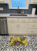 Abstract Flowers Purple and Yellow Machine Washable Memory Foam Mat 8958RUG Abstract Flowers Purple and Yellow Machine Washable Memory Foam Mat 8958RUG