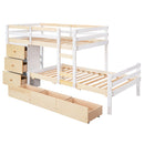 Twin over Twin Loft Bunk Bed with Drawers and Ladder, Natural Twin over Twin Loft Bunk Bed with Drawers and Ladder, Natural