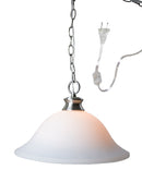 16"W Plug In Swag Milky White Glass Pendant Light Polished Nickel Finish 16"W Plug In Swag Milky White Glass Pendant Light Polished Nickel Finish