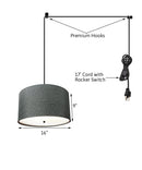 18"W 2 Light Swag Plug-In Pendant  Granite Gray with Diffuser Black Cord 18"W 2 Light Swag Plug-In Pendant  Granite Gray with Diffuser Black Cord