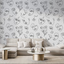 Minimalist Line Art Wallpaper - Abstract Faces Design Minimalist Line Art Wallpaper - Abstract Faces Design