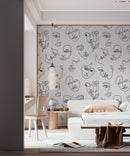 Minimalist Line Art Wallpaper - Abstract Faces Design Minimalist Line Art Wallpaper - Abstract Faces Design