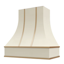 Antique White Range Hood With Curved Front and Brass Strapping - 30", 36", 42", 48", 54" and 60" Widths Available Antique White Range Hood With Curved Front and Brass Strapping - 30", 36", 42", 48", 54" and 60" Widths Available