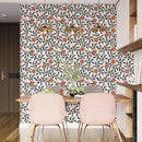Art Nouveau Wallpaper - Retro  Botanical Design with Orange Blooms Art Nouveau Wallpaper - Retro  Botanical Design with Orange Blooms