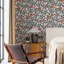 Art Nouveau Wallpaper - Retro  Botanical Design with Orange Blooms Art Nouveau Wallpaper - Retro  Botanical Design with Orange Blooms